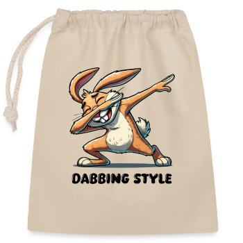 hase dabbing comic - Verschließbarer Geschenkbeutel aus Baumwolle (25x30cm) - Natur - Vorne