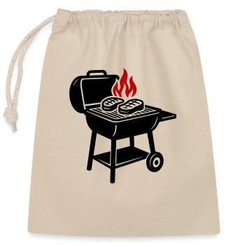 Grillen Steak Flamme - Verschließbarer Geschenkbeutel aus Baumwolle (25x30cm) - Natur - Vorne