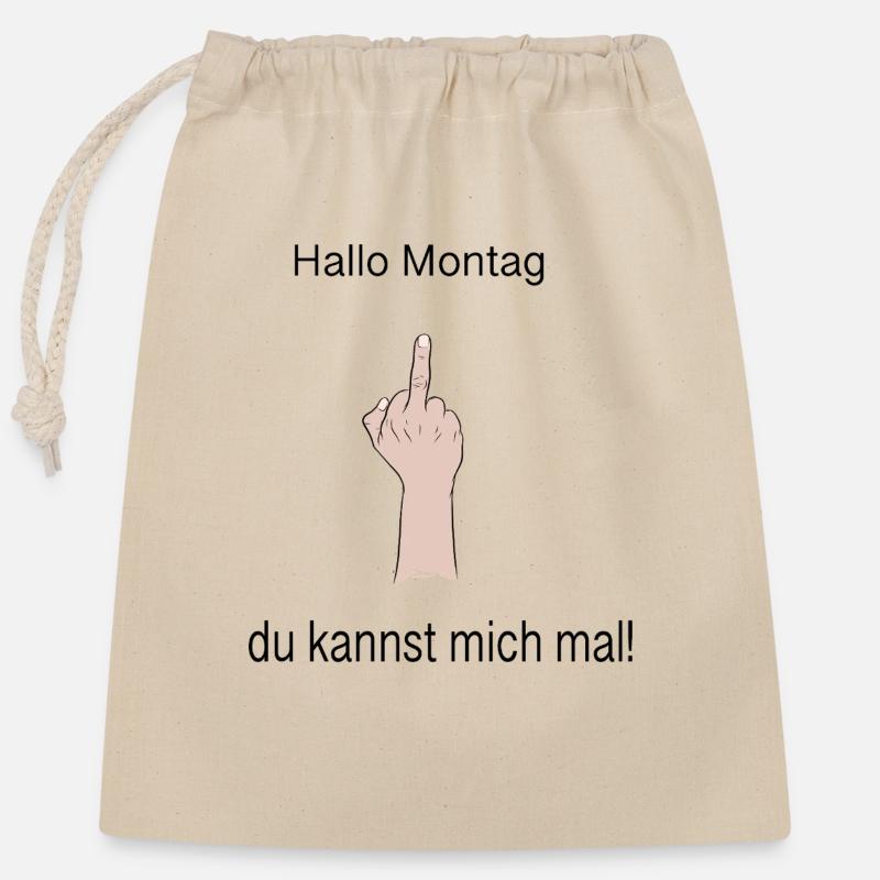 Hello Monday - Closable cotton gift bag (25x30cm) - nature