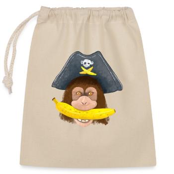 En route BANANAS Pirate chimpanzé - Sac cadeau en coton avec cordon (25 x 30 cm) - nature - Devant