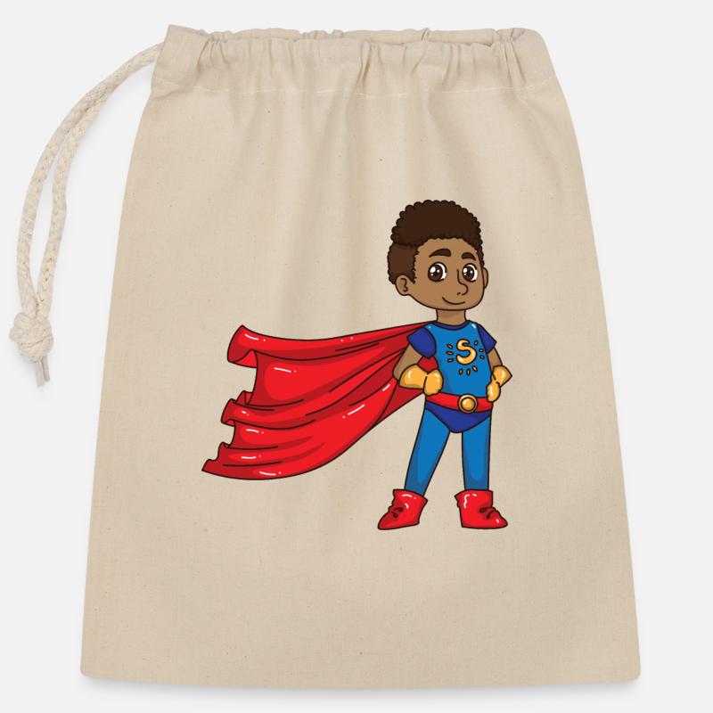 Super Hero Boy - Verschließbarer Geschenkbeutel aus Baumwolle (25x30cm) - Natur