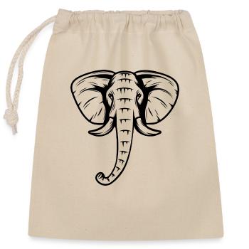 Eléphant - Sac cadeau en coton avec cordon (25 x 30 cm) - nature - Devant