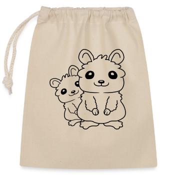 Famille de petits hamsters - Sac cadeau en coton avec cordon (25 x 30 cm) - nature - Devant