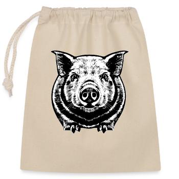 porc doux porcs porcs animaux animaux 17 - Sac cadeau en coton avec cordon (25 x 30 cm) - nature - Devant