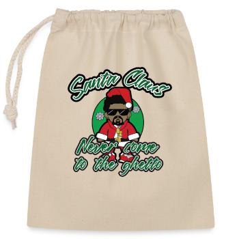 Santa Claus never come to the ghetto - Closable cotton gift bag (25x30cm) - nature - Front