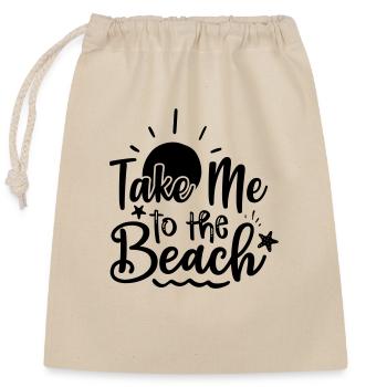 Take me to the beach - Closable cotton gift bag (25x30cm) - nature - Front