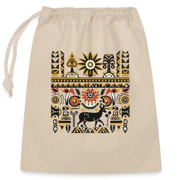 Afrikanische Folklore - Verschließbarer Geschenkbeutel aus Baumwolle (25x30cm) - Natur - Vorne