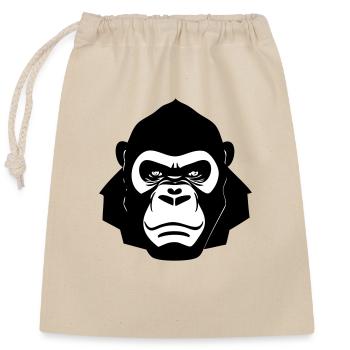 Harter Gorilla im Cartoon Stil - Verschließbarer Geschenkbeutel aus Baumwolle (25x30cm) - Natur - Vorne
