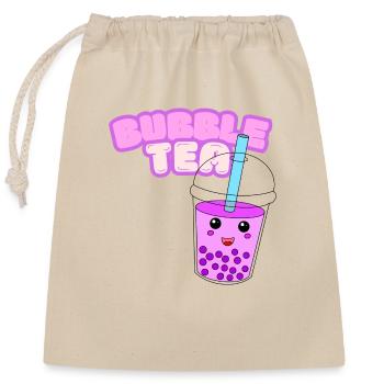Bubble Tea Font - Closable cotton gift bag (25x30cm) - nature - Front