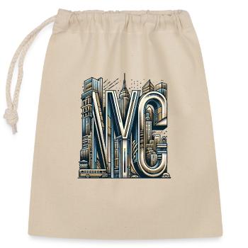New York City, NYC, United States of America - Closable cotton gift bag (25x30cm) - nature - Front