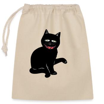 Halloween Chat Noir Chat Horreur effrayante - Sac cadeau en coton avec cordon (25 x 30 cm) - nature - Devant