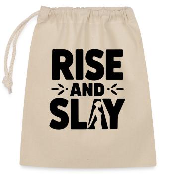 RISE and Slay Statement - Tägliche Motivation - Verschließbarer Geschenkbeutel aus Baumwolle (25x30cm) - Natur - Vorne