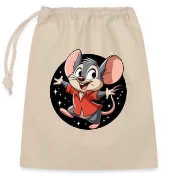 La souris danse dans la nuit - Sac cadeau en coton avec cordon (25 x 30 cm) - nature - Devant