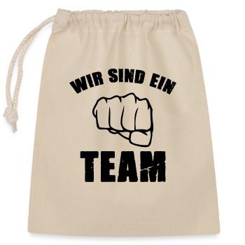 wir sind ein team - Verschließbarer Geschenkbeutel aus Baumwolle (25x30cm) - Natur - Vorne