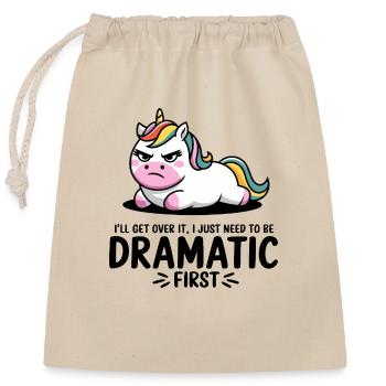 Licorne dramatique - Sac cadeau en coton avec cordon (25 x 30 cm) - nature - Devant