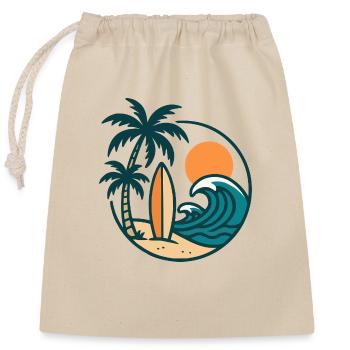 Island Surfboard - Closable cotton gift bag (25x30cm) - nature - Front
