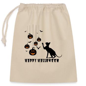 Halloween Collection - Cat Pumpkin Bat - Closable cotton gift bag (25x30cm) - nature - Front