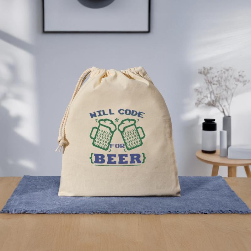 Funny Beer Coding Coder Closable cotton gift bag (25x30cm)