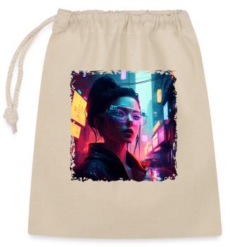 High Tech Punk Hacker in the Future of Tomorrow - Closable cotton gift bag (25x30cm) - nature - Front