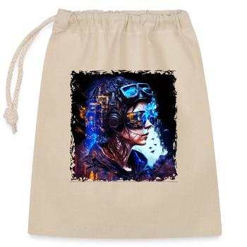 Pilote high-tech dans la cyberguerre du futur - Sac cadeau en coton avec cordon (25 x 30 cm) - nature - Devant