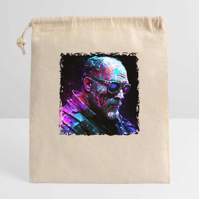 Alter High Tech Cyborg oder Android im Neonlicht Verschließbarer Geschenkbeutel aus Baumwolle (25x30cm)