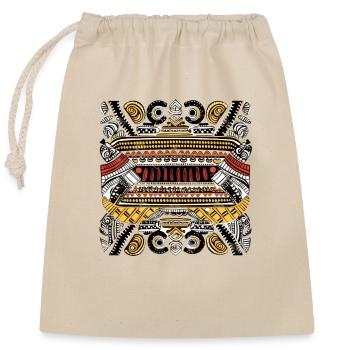 Folklore africain - Sac cadeau en coton avec cordon (25 x 30 cm) - nature - Devant