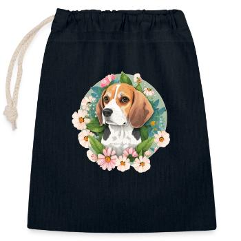 Propriétaires de chiens Beagle - Sac cadeau en coton avec cordon (25 x 30 cm) - bleu marine - Devant