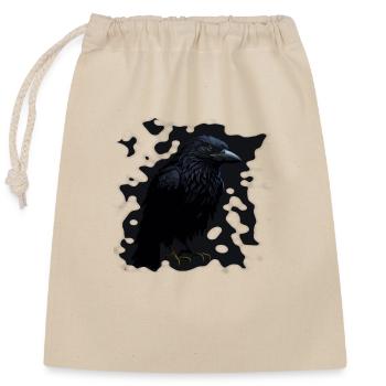 Crow - Closable cotton gift bag (25x30cm) - nature - Front