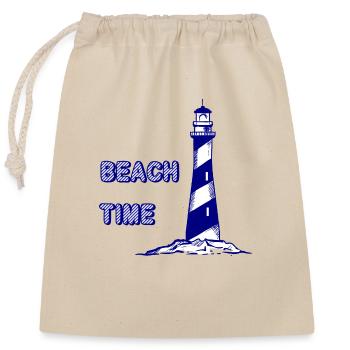 beach time - Closable cotton gift bag (25x30cm) - nature - Front