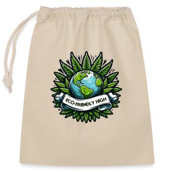 "Eco-Friendly High": Earth & Cannabis Unity Tee - Closable cotton gift bag (25x30cm) - nature - Front