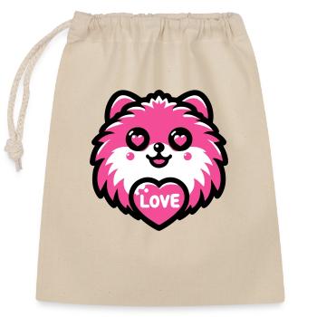 Pomeranian In Love - Closable cotton gift bag (25x30cm) - nature - Front