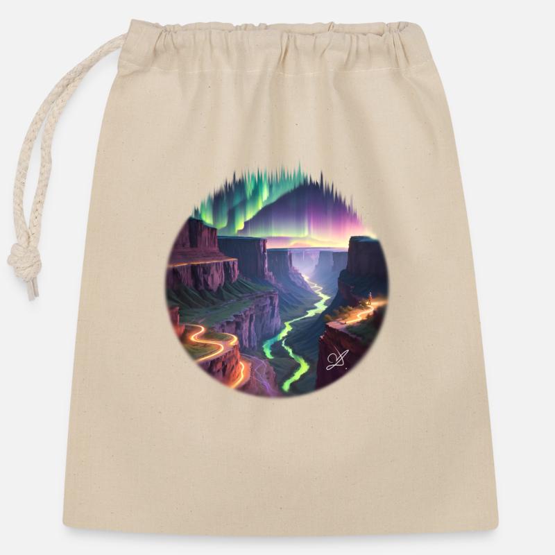 New World - Sac cadeau en coton avec cordon (25 x 30 cm) - nature