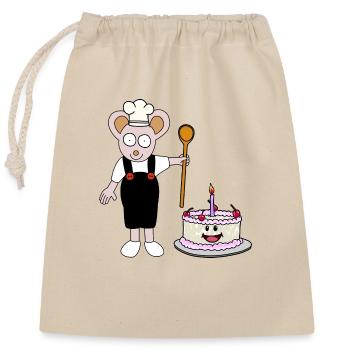 Maus Bäcker Konditor Torte Geburtstag Geschenkidee - Verschließbarer Geschenkbeutel aus Baumwolle (25x30cm) - Natur - Vorne