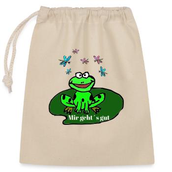 glücklicher Frosch - Verschließbarer Geschenkbeutel aus Baumwolle (25x30cm) - Natur - Vorne