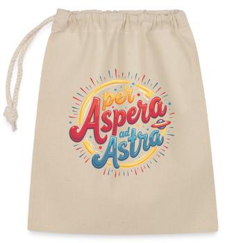 "Per Aspera ad Astra" - Stil und Zielstrebigkeit - Verschließbarer Geschenkbeutel aus Baumwolle (25x30cm) - Natur - Vorne
