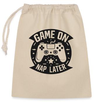 Game On Nap Later - Closable cotton gift bag (25x30cm) - nature - Front