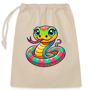 Snake - Closable cotton gift bag (25x30cm) - nature - Front