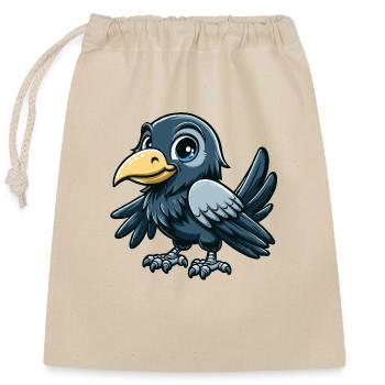 Crow child - Closable cotton gift bag (25x30cm) - nature - Front