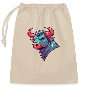 Taureau Dessin animé - Sac cadeau en coton avec cordon (25 x 30 cm) - nature - Devant