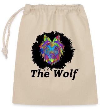 The Wolf – Vibrant Geometric Animal Art - Closable cotton gift bag (25x30cm) - nature - Front
