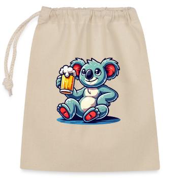 koalabär bier comic - Verschließbarer Geschenkbeutel aus Baumwolle (25x30cm) - Natur - Vorne