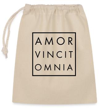 Amor vincit omnia N - Closable cotton gift bag (25x30cm) - nature - Front