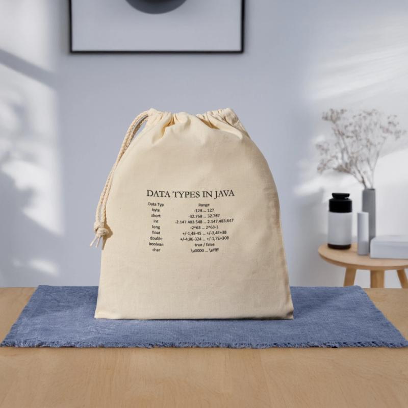DATA TYPES IN JAVA (poster) Closable cotton gift bag (25x30cm)