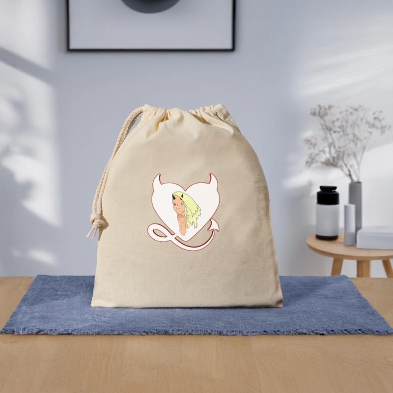 Devil with devil's heart Devil devil's female Closable cotton gift bag (25x30cm)