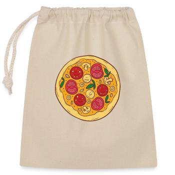 Pizza Tomate Champignons Geschenk - Verschließbarer Geschenkbeutel aus Baumwolle (25x30cm) - Natur - Vorne