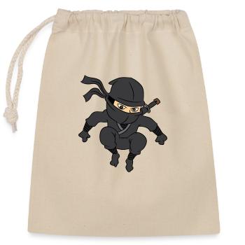 Ninja Sword Gift Boy Costume Mask - Closable cotton gift bag (25x30cm) - nature - Front