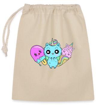 unicorn cat popsicles soft ice cream - Closable cotton gift bag (25x30cm) - nature - Front