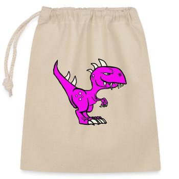 Dinosaur purple - Closable cotton gift bag (25x30cm) - nature - Front