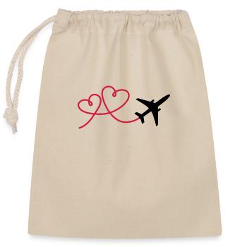 Airplane aviator with heart - Closable cotton gift bag (25x30cm) - nature - Front