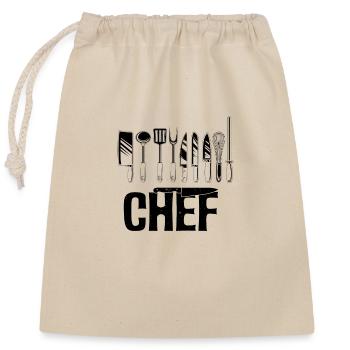 Chef kitchen food cook t shirt chef gift - Closable cotton gift bag (25x30cm) - nature - Front